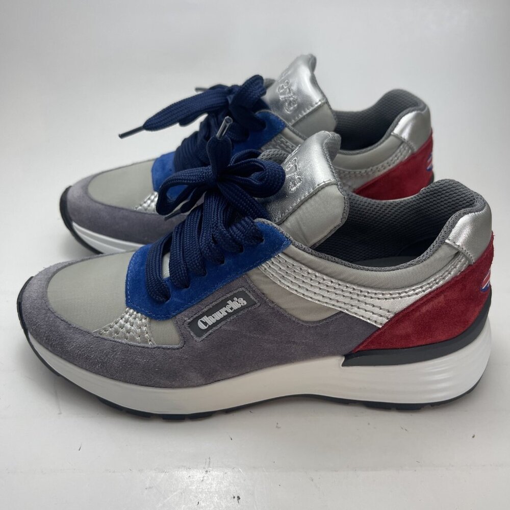 CHURCH'S CH873 gray & burgundy suede & tech mesh sneakers 34 EURO (DEA158) Italy